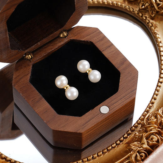 子佩集【皓月女神】银S925珍珠惜王妃耳钉【SGE0310004】5.5mm珠镀金锤子2601 商品图0