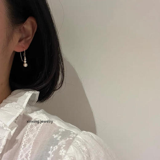 雀说新品施家珍珠耳钩长款14k包金防过敏轻奢小众设计耳饰高级感ALWBT202503004 商品图4