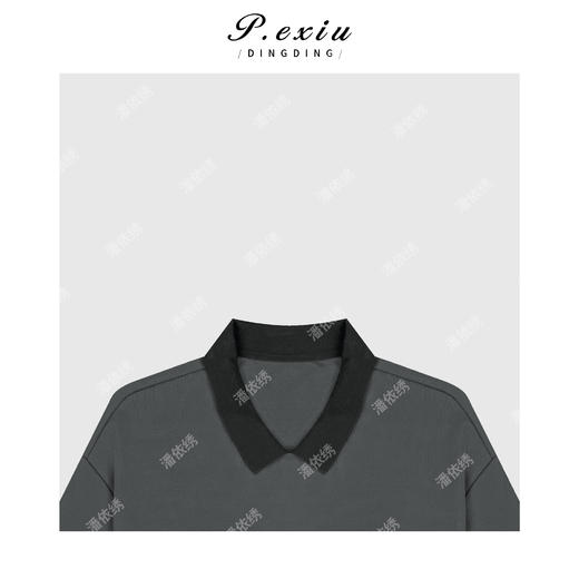 03-4潘依绣丁丁宠粉早秋宽松廓形撞色翻领短袖T恤 M9024 商品图2