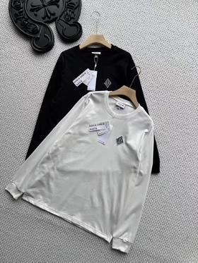 F032361春季百搭新款简约菱形刺绣LOGO休闲运动长袖T恤