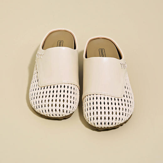 【板嫣 镂空编织包头半拖鞋】舒适亲肤面料 透气编织 耐磨防滑橡胶鞋底  5cm视觉增高 日常外穿必备！ 商品图4