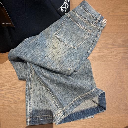【春日蓝调】重工细钻！2026满天星棉混纺牛仔有筋骨烫钻复古微喇阔腿牛仔裤！ 商品图3