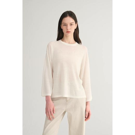 MC三色|莱赛尔亚麻轻盈舒适显比例八分袖肌理感上衣MAISON CECILE 商品图0