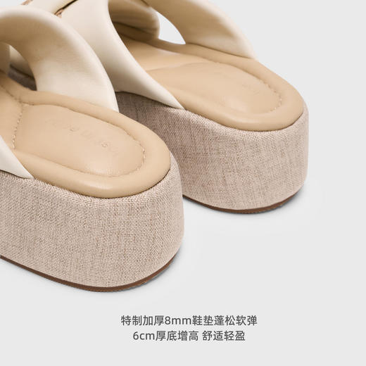 lost in echo2026春夏新款度假风交叉带手工编织厚底增高沙发拖女 商品图2