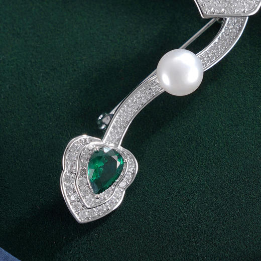 子佩集【如意珍宝】珍珠惜王妃胸针【ZXXZ007】7.5mm珠绿如意2601 商品图1