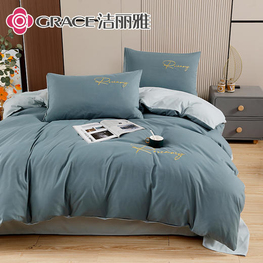 洁丽雅（Grace)青岚.刺绣亲肤四件套JLY25201 商品图3