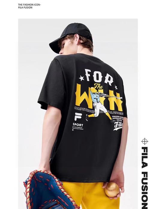 F032366春夏后背棒球涂鸦印花休闲宽松情侣款短袖T恤 商品图8