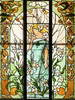 独角鹿西洋古董1920年代法国出品新艺术运动风格《百合少女》主题巨幅三联式彩绘玻璃花窗 商品缩略图2