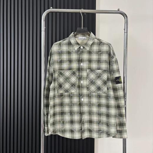 F032352棉麻混纺休闲胸前大口袋工装长袖格子衬衫外套 商品图5