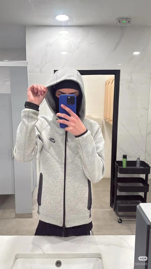 F032380男子全长拉链开襟连帽衫连帽衫针织休闲拼接拉链外套 商品图6