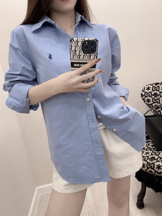 323-3 跑量 极限特惠 小马情侣款 高支精梳棉 纯色 休闲舒适衬衫 商品图5