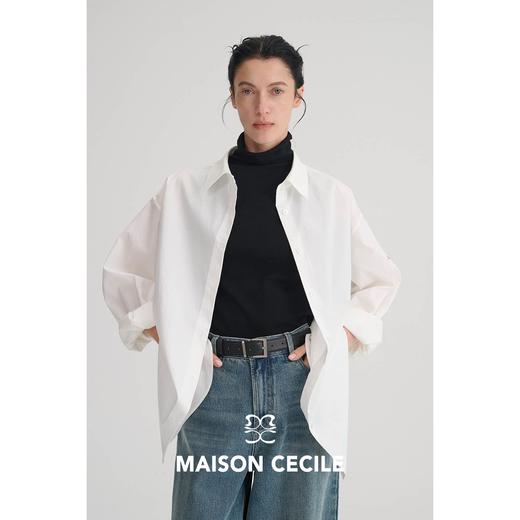 MC两色|桑蚕丝羊毛高领设计感卷边优雅无袖叠穿上衣MAISON CECILE 商品图3