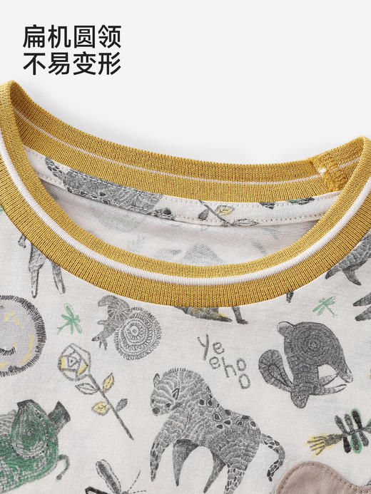 英氏儿童衣服男女童夏季短袖t恤纯棉动物圆领上衣YRTCJ2S021A 商品图3