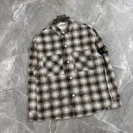 F032352棉麻混纺休闲胸前大口袋工装长袖格子衬衫外套 商品图8