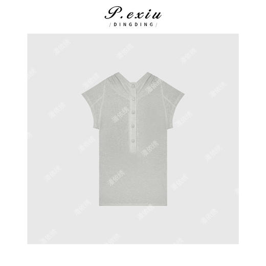 03-4潘依绣丁丁宠粉亚麻通勤日常极简连帽针织衫W660485 商品图0
