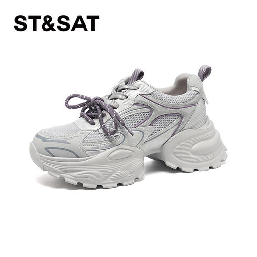 星期六26春新款复古运动网面增高老爹鞋SSE1112028 商品图1