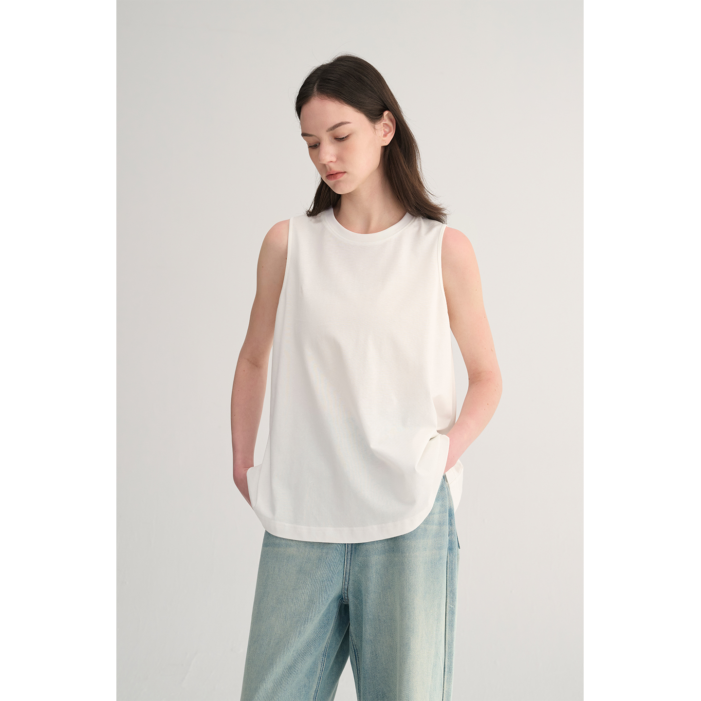 MC四色|莱赛尔亚麻舒适松弛感春夏简约A摆无袖背心MAISON CECILE