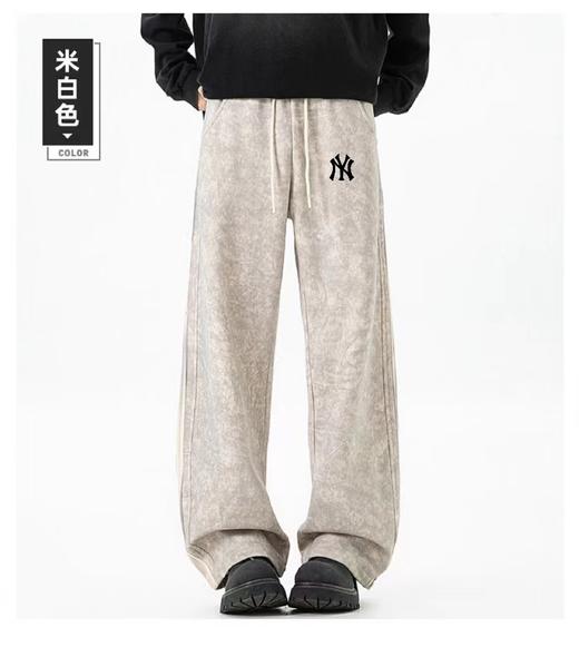 F032329新品复古扎染休闲裤直筒高街脏脏裤针织印花织带拼接街头宽松垂感百搭运动裤 商品图5
