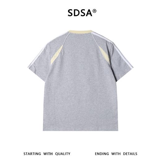 SDSA男装2026新款高贵轻奢复古宽松拼接条纹印花圆领短袖T恤百搭 商品图4
