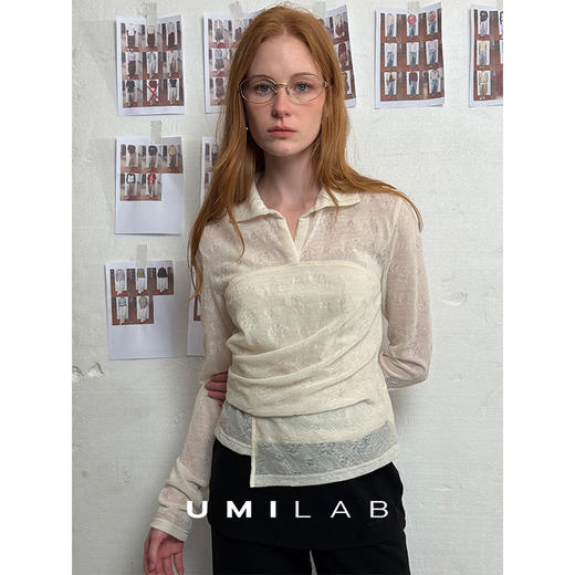 UMILAB｜仙奢女神*巨显瘦 立体提花肌理羊毛 捏褶修身针织衫T795V 商品图3