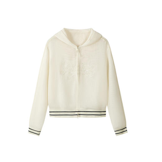 谜底连帽外套长袖2026年夏季新品短款轻薄网布双拉链女262MW0477 商品图4