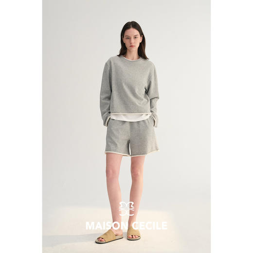 MC两色|高支棉感舒适松弛感休闲懒人卷边运动套装MAISON CECILE 商品图2