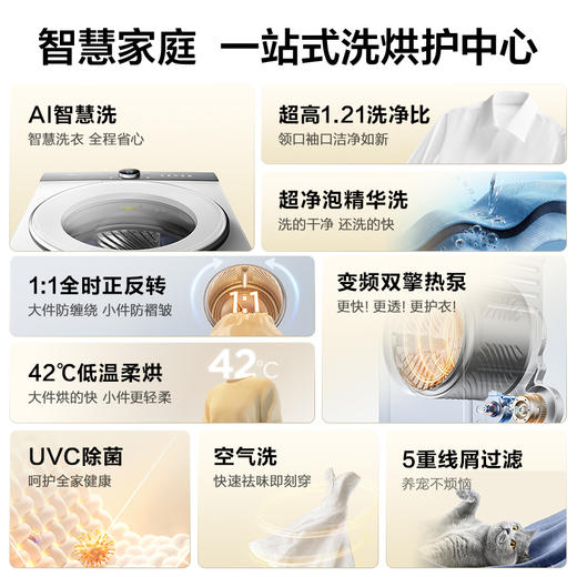 TCL小黄人·大眼萌超级筒T7R 12公斤滚筒+10公斤双擎热泵烘干洗烘套装1:1正反转 G100T7R-DI+H100T7R-BW 商品图1