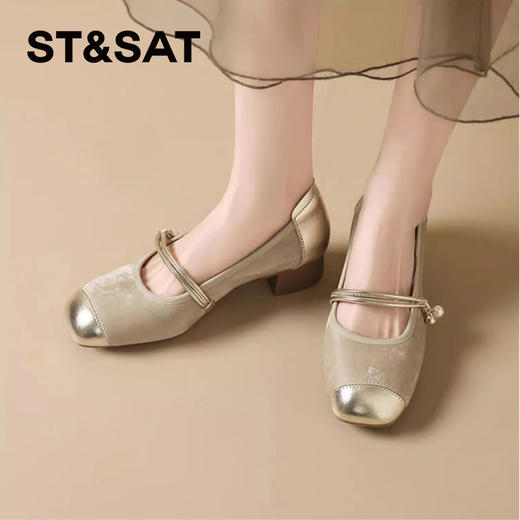 星期六优雅新中式粗跟玛丽珍SSD3111PME 商品图1