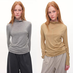 UMILAB｜裸感T*时髦哈苏线 天丝羊毛轻肤 小堆领万搭叠穿T恤T800V