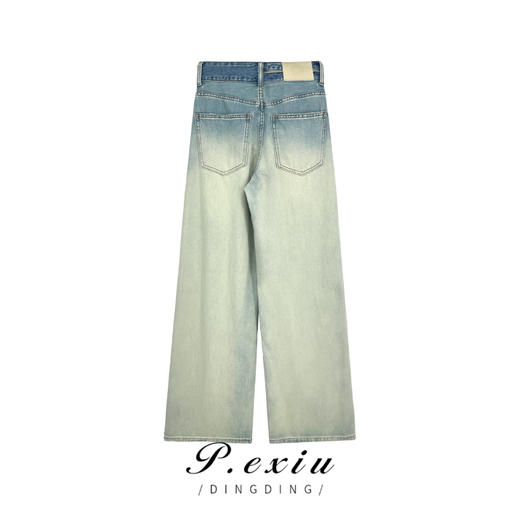 03-4潘依绣丁丁宠粉PanYiXiu/潘依绣设计感美式复古水洗渐变通勤百搭牛仔裤 K5863 商品图1