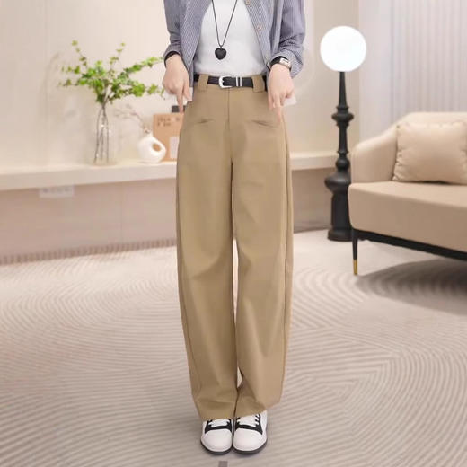 丁摩 香蕉裤女春季新款高腰后松紧休闲西装裤窄版弯刀阔腿裤6ZF-2608 商品图0