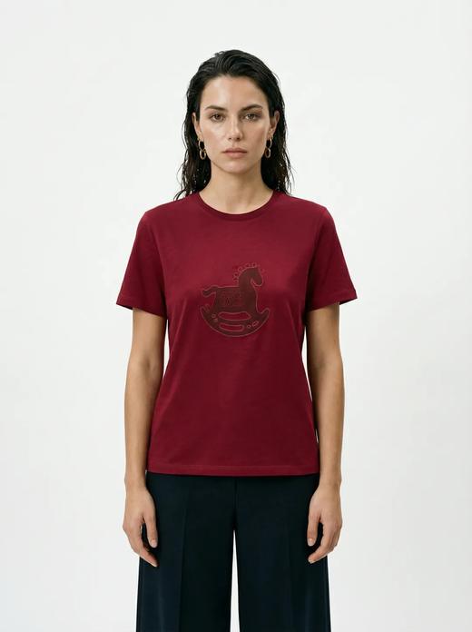 F032371软糯透气亲肤耐穿印花叠立体刺绣木马休闲T恤 商品图5