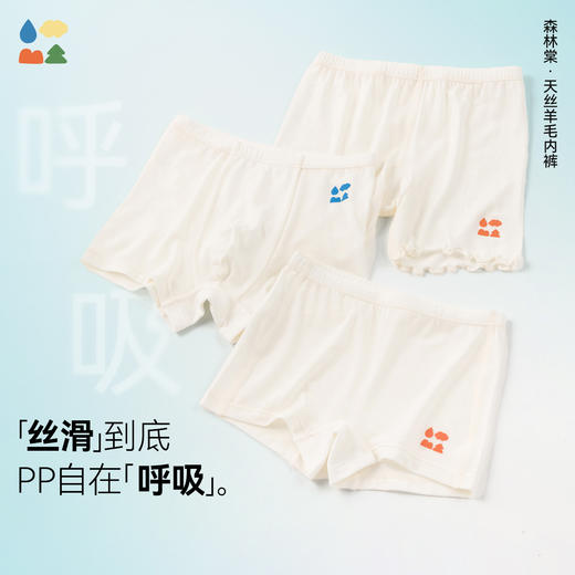 【儿童天丝羊毛内裤】森林棠新款舒弹亲肤男童女童平角短裤安全裤2条装23761435 商品图0