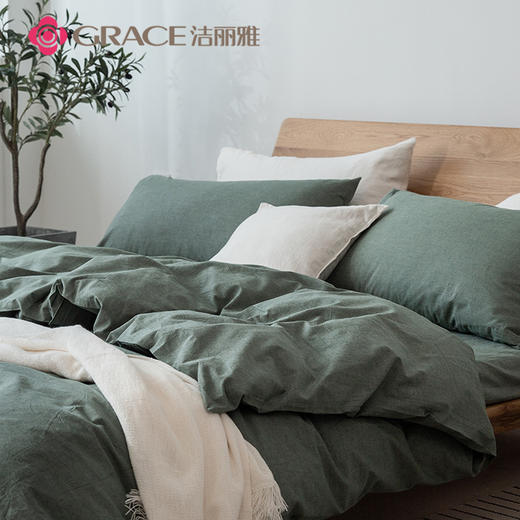 洁丽雅（Grace)官绿.全棉色织水洗棉四件套JLY25701 商品图3