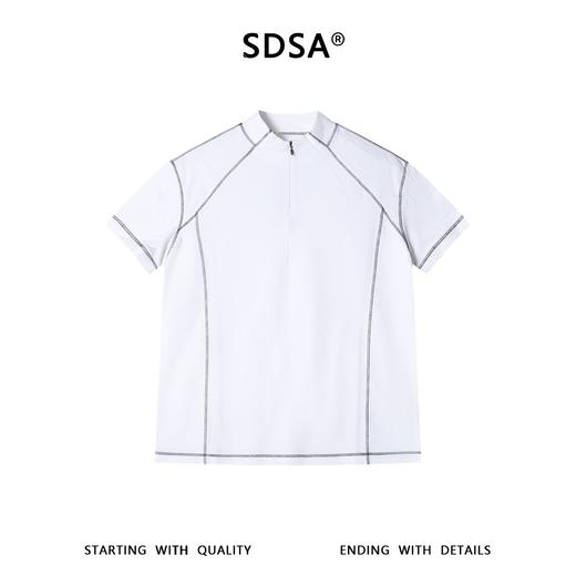 26027SDSA男装2026新款轻奢小众设计缝线半拉链立领短袖T恤百搭上衣 商品图5