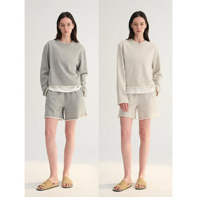 MC两色|高支棉感舒适松弛感休闲懒人卷边运动套装MAISON CECILE