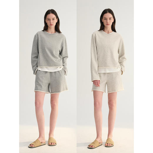 MC两色|高支棉感舒适松弛感休闲懒人卷边运动套装MAISON CECILE 商品图0