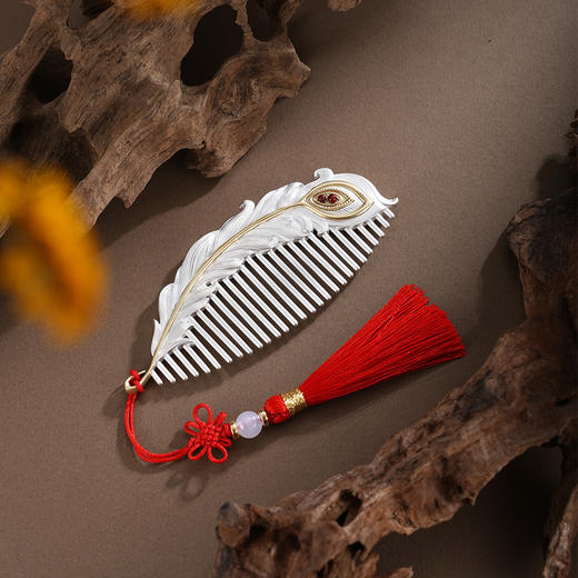 子佩集【祥翎瑞羽】银S999梳子【HSSZ005】双色原创作品凤尾2601 商品图9