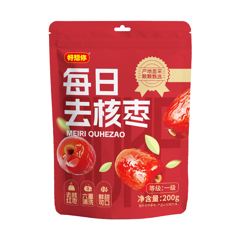 好想你MISSYOU去核锁鲜枣一级红枣200g即食煲汤煮粥免洗无核