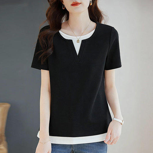假两件短袖t恤女2026新款夏爆款宽松显瘦女装黑色上衣半袖体恤衫 商品图4
