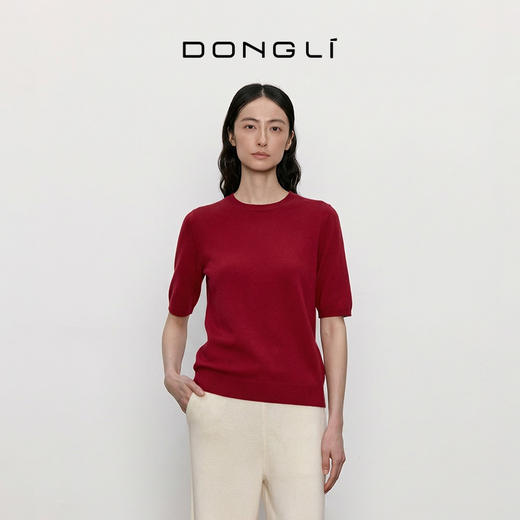 东黎 • 山羊绒女士春秋圆领经典基础百搭短袖 270 商品图2
