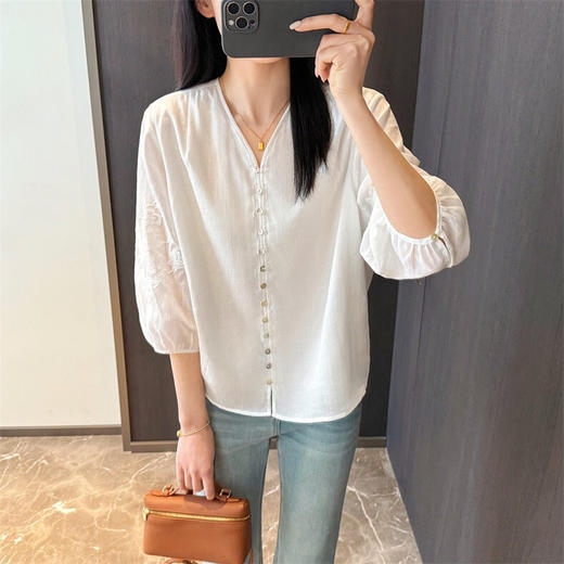 SYJ4082苎麻刺绣小衫 商品图0