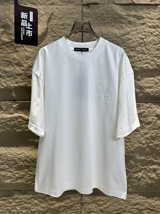 F032326夏季新款时尚百搭男女同款刺绣压花工艺休闲短袖T恤 商品图3