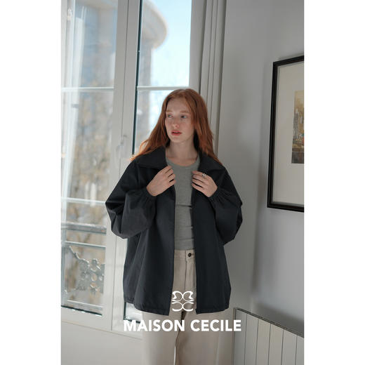 MC两色|山羊绒棉松弛感内里同色廓形翻领夹克外套MAISON CECILE 商品图4