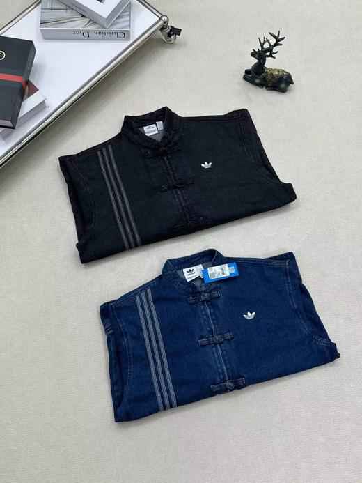 F032333春季新款中国古风男女立领牛仔水洗棉宽松唐装外套 商品图2