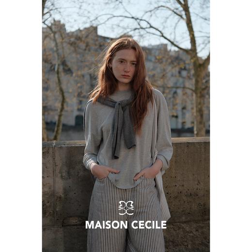 MC三色|莱赛尔亚麻轻盈舒适显比例八分袖肌理感上衣MAISON CECILE 商品图1