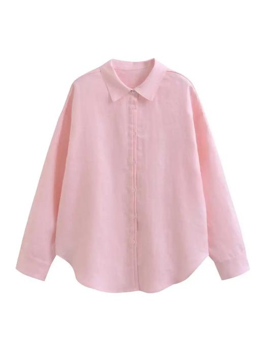 F032372轻盈挺括舒爽有型静奢老钱风双门襟设计亚麻衬衫 商品图4