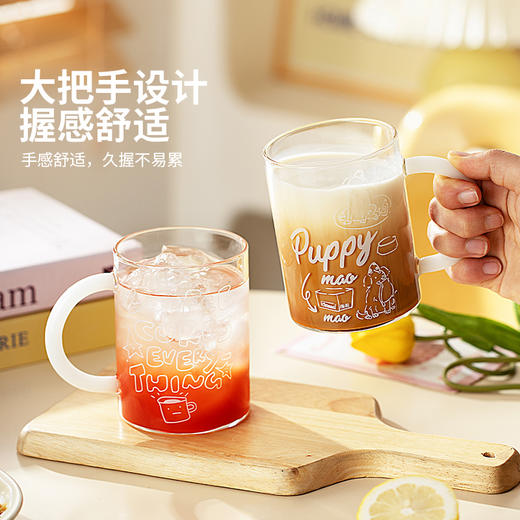 摩登主妇高硼硅玻璃杯家用喝水杯女士高颜值带把手咖啡杯子牛奶杯 商品图2