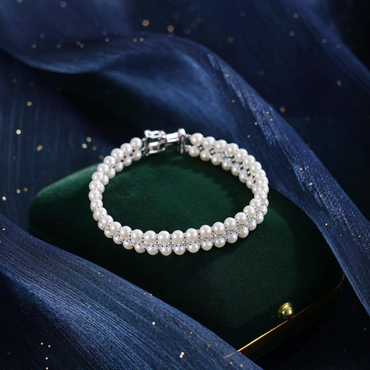 子佩集【璀璨人生】银S925珍珠惜王妃手链【MZSL001】3.5mm珠双排珠2601 商品图2