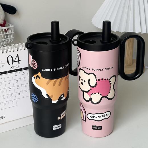 【高颜值❗️萌趣水杯】冰霸杯吸管杯双饮保温杯便携随行巨无霸不锈钢学生萌趣水杯。ya 商品图1